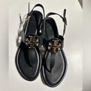 Tory Burch black with gold sandals